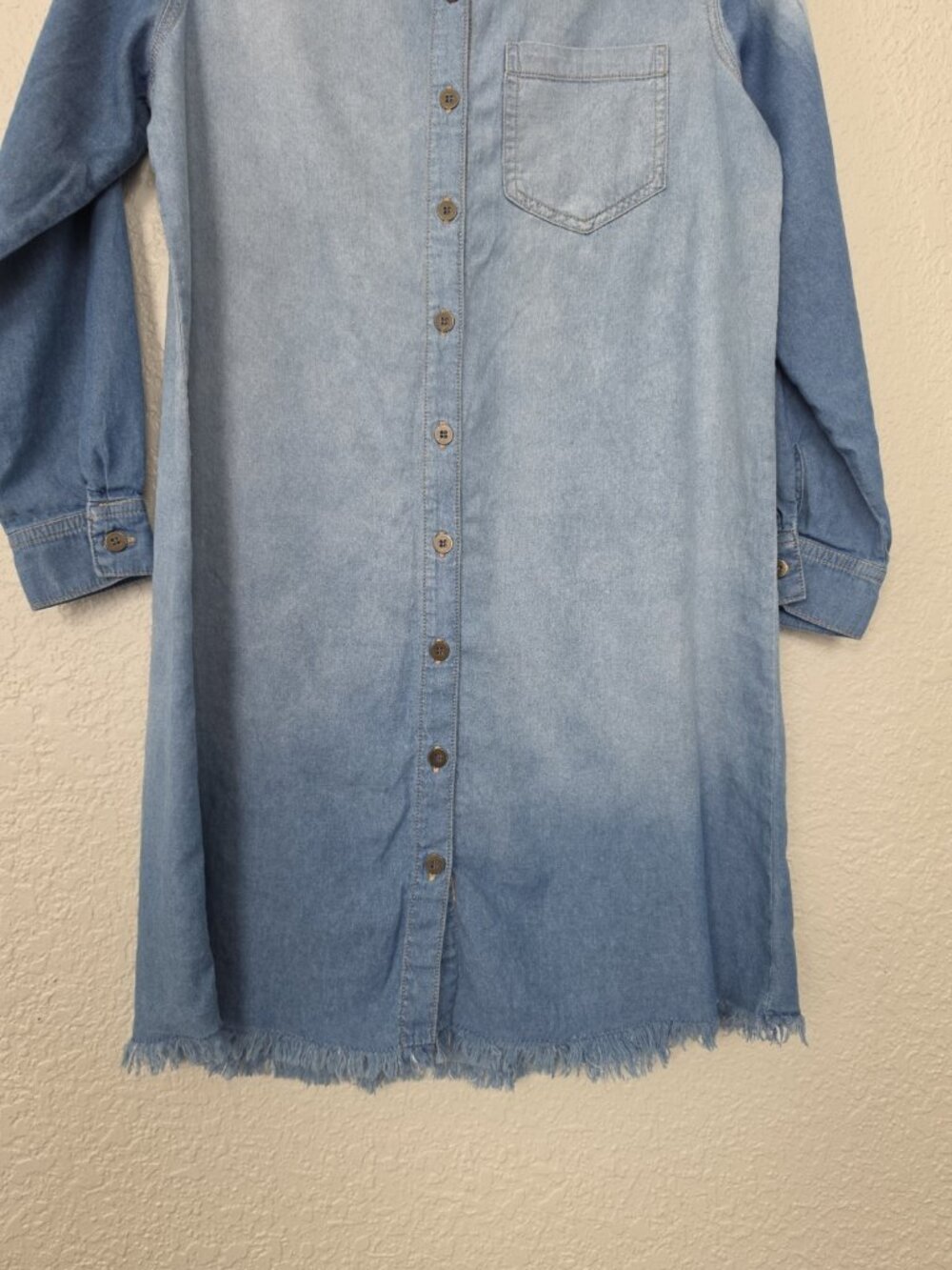 G Collection Blue Denim Button Front Shirt Dress Belted Pockets Petite PS - Picture 5 of 11